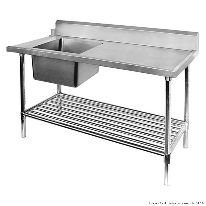 Single Sink Inlet Bench for Dishwasher - Left Handed 1200x700x900mm