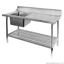 Single Sink Inlet Bench for Dishwasher - Left Handed 1500x700x900mm