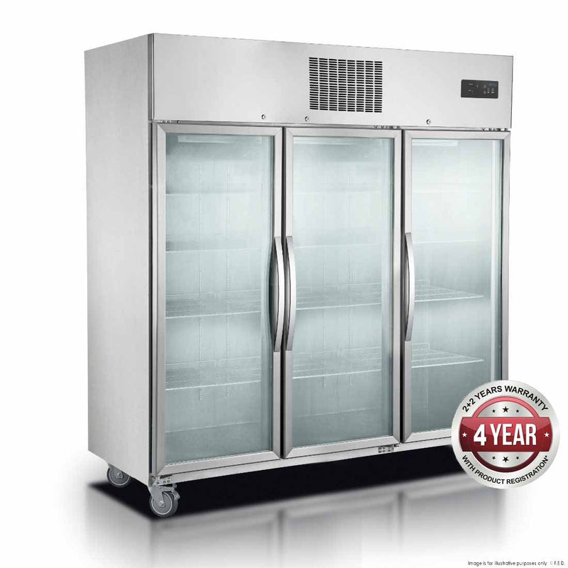 Thermaster 1500L Three Glass Door Upright Display Freezer 1835 x 760 x 2020mm