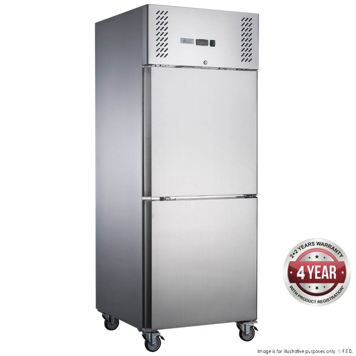 650L S/S Split Door Upright Freezer 740x830x2000mm 640W/10A