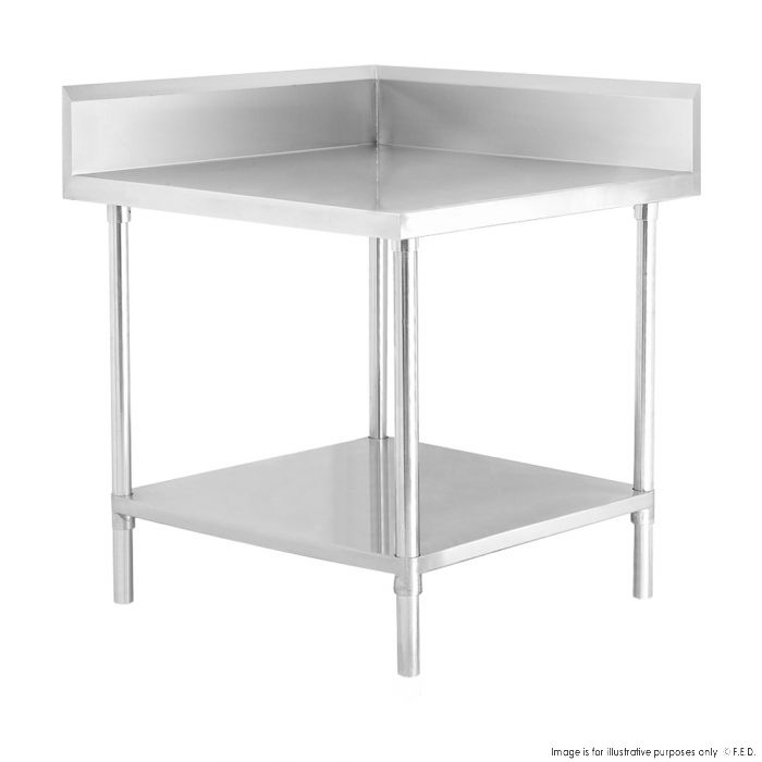 Corner Workbench with Splashback and Undershelf 600x600x900mm