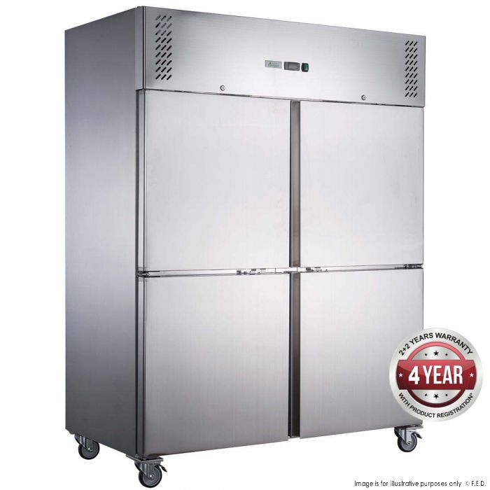 1410L S/S Four Door Upright Freezer 1480x830x2000mm 830W/10A